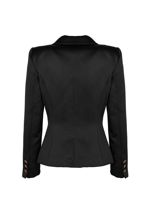 Giacca doppiopetto in duchesse Nero Elisabetta Franchi | GI18657E2110